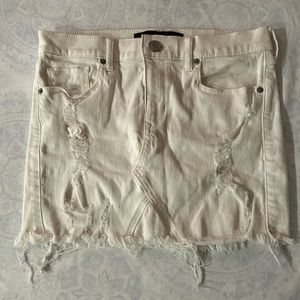 White mini jean skirt